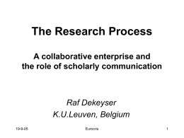 The Research Process From application to publication or