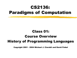 CS2136: Paradigms of Computation