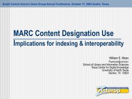 MARC Content Designation Use: Implications for Indexing