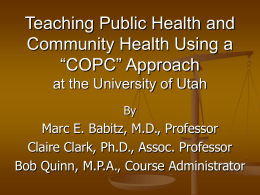 Teaching Public Health and Community Health Using a …
