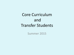 Core Curriculum and Transfers