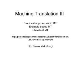 Machine Translation IV - University of Manchester