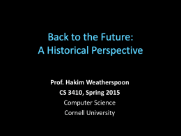Back to the Future:A Historical Perspective