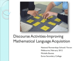 Discourse Activities-Improving mathematical language
