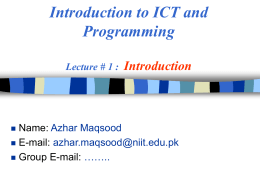 ICT & Prog - Lec_1 (Intro)