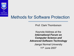 Technologies and Goals for Software Protection