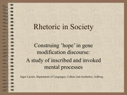 Rhetoric in Society - Aalborg Universitet