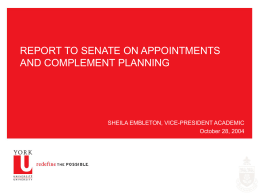 Report to Senate on Appointments and Complement …