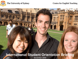 International Student Orientation Briefing