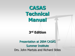 CASAS Technical Manual - CASAS Web Site