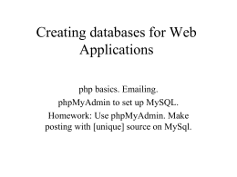 Creating databases for Web Applications