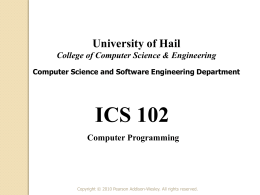 ICS102: Expressions and Assignment