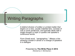 Writing Paragraphs - St. Cloud State University