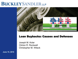 Loan Buybacks: Causes and Defenses Joseph M. Kolar …