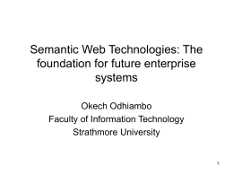 Semantic Web Technologies: The foundation for future