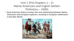 Pre- Unit 1 (Pre Chapters 1 – 3) The New World: Prehistory