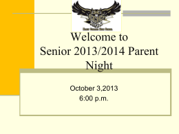 Welcome to Junior and Senior Parent Night