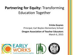 Partnering for Equity: Transforming Education Together