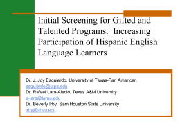 The Identification of Hispanic English Language Learners