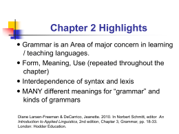 Main Points of Chapter on Grammar