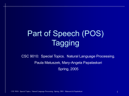 CSC 9010: Special Topics. Natural Language Processing