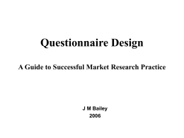 Questionnaire Design A Guide to Successful Market …