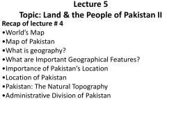 Land & the People of Pakistan