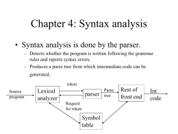 Chapter 4: Syntax analysis