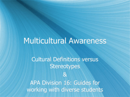 Multicultural Awareness - University of Nevada, Las Vegas