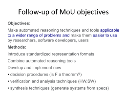 Follow-up of MoU objectives