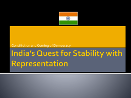 India’s Quest for Stability with Representation