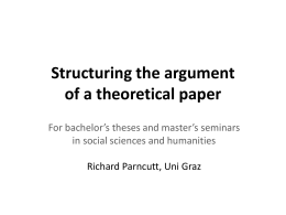 Structuring the argument of a theoretical paper