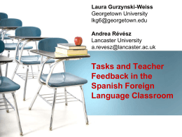 Tasks and Teacher Feedback in the Spanish Foreign …