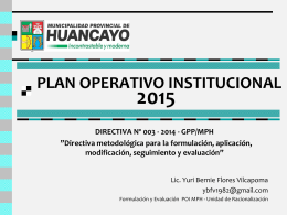 PLAN OPERATIVO INSTITUCIONAL 2015