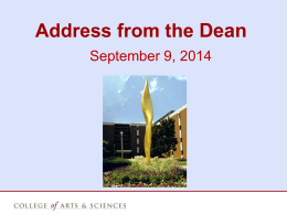 Address from the Dean - Illinois State University