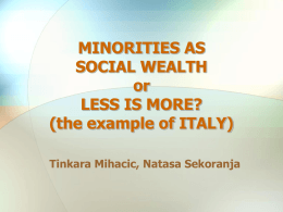 MINORITIES ENRICHES THE SOCIETY or LESS IS MORE?