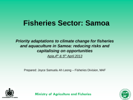 Samoa Fisheries: Existing Management Systems,Policies