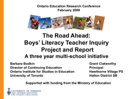 The Road Ahead: Boys' Literacy Teacher Inquiry Project …