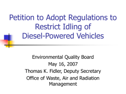 Petition to Adopt Regulations to Restrict Diesel Idling