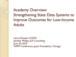 Academy Overview: Strengthening State Data Systems …