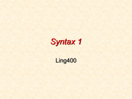 Syntax 1 - University of Washington