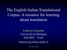 The English Italian Translational Corpus: A resource for
