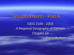 Chapter 10- Territorial North