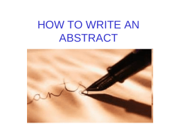 HOW TO WRITE AN ABSTRACT - Liceo Classico Gioberti