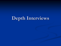 Depth Interviews - University of Lethbridge