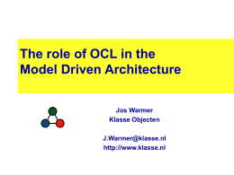 The role of OCL in the MDA