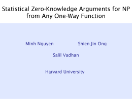 Statistical Zero-Knowledge Arguments from One