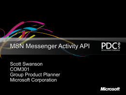COM301 - MSN Messenger Activity API