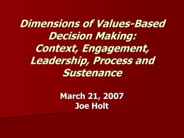Dimensions of Values-Based Decision Making: Context