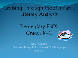 Traveling Through the Standards: Elementary ESOL Reading